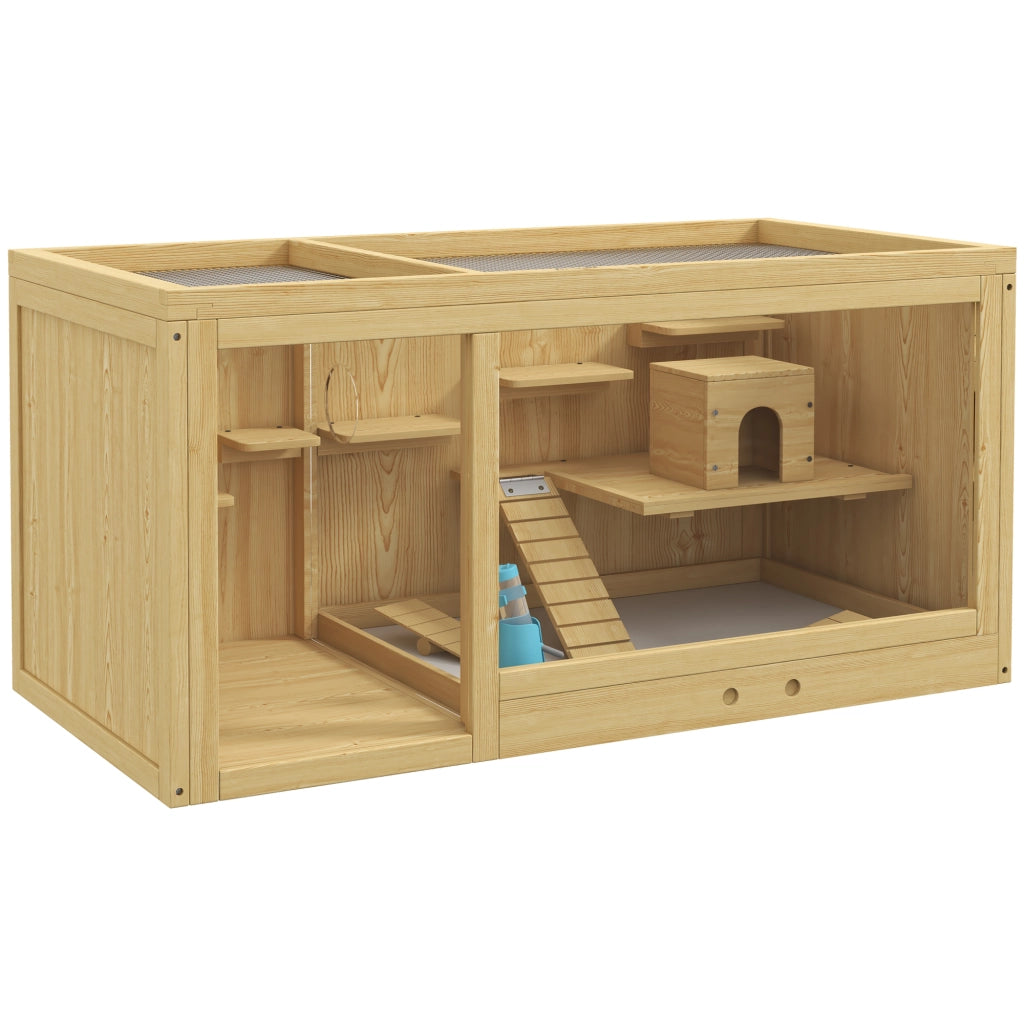 Gabbia per Piccoli Animali Roditori ¨C zephmum ¨C 100x50x50 cm Legno Naturale