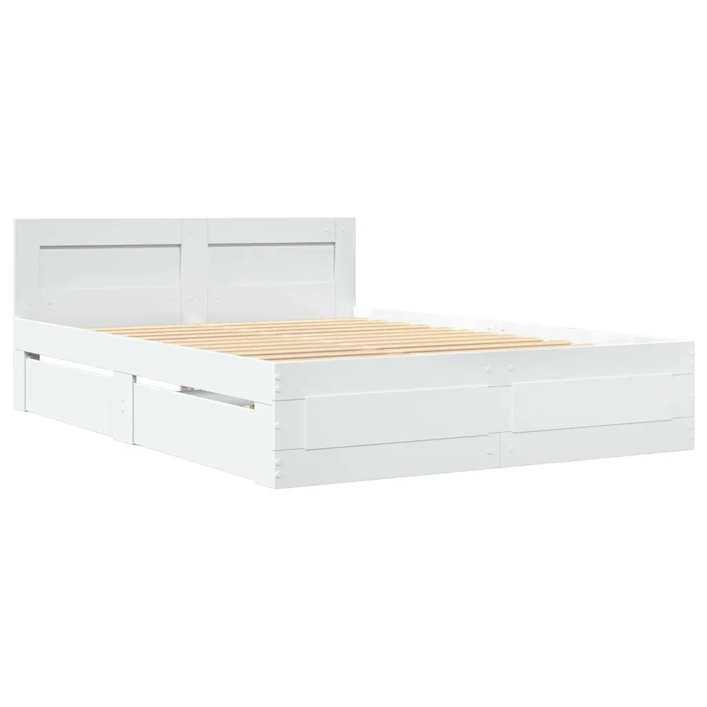 Letto matrimoniale | Letto per adulti | Struttura del letto 2 pcs Bianco 137 x 188 cm Legno multistrato