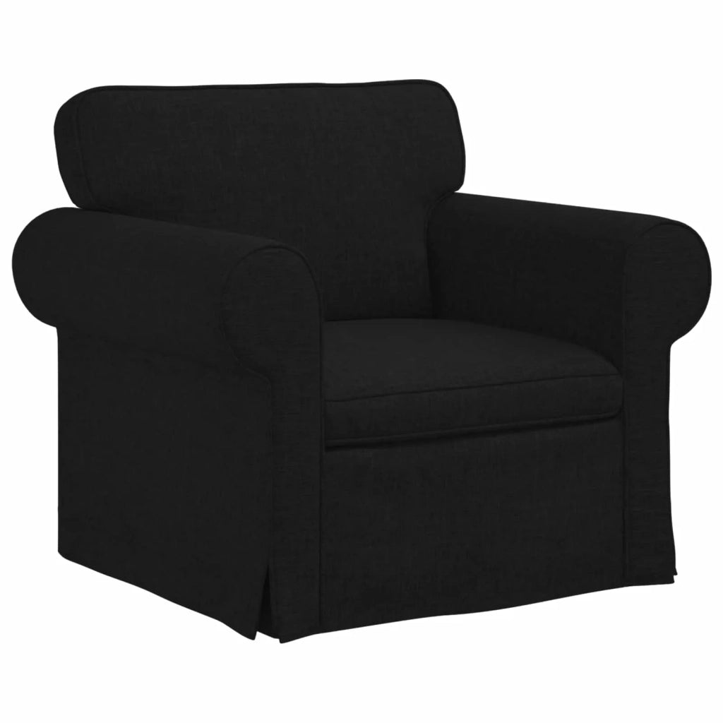 Divano 2 pcs Nero 155 x 82 x 80 cm Tessuto