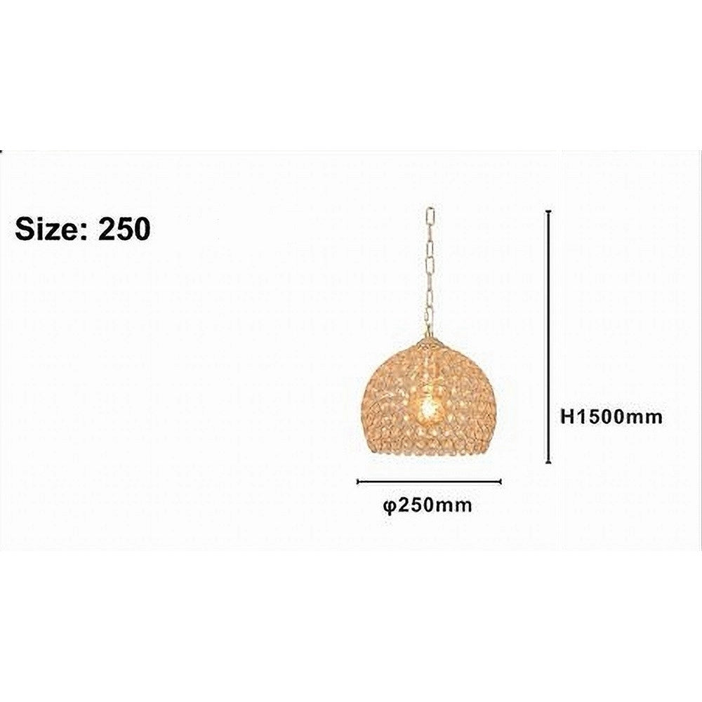 Trade Shop - Lampadario Sospeso Tondo Cupola Cristalli Lampada Mezza Sfera Luce E27 Oro 32347 -