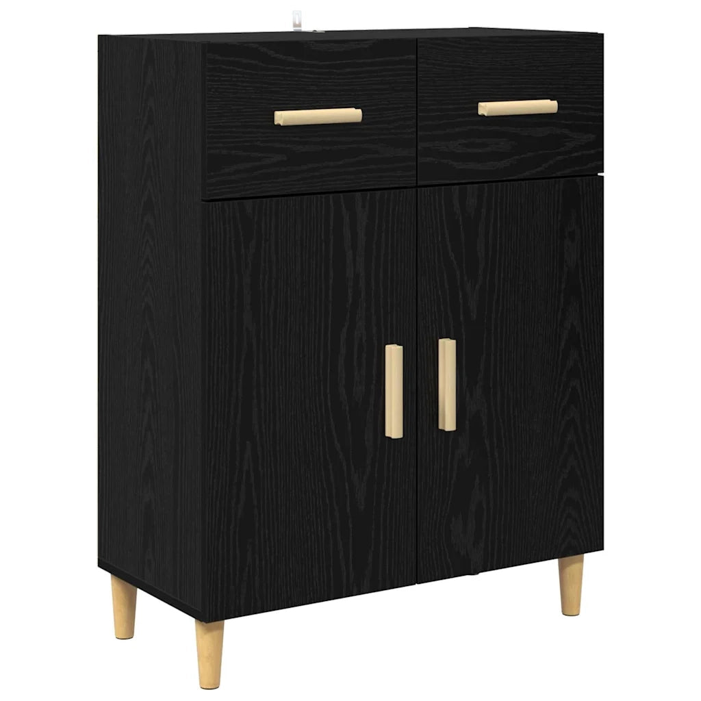 Credenza-Buffet-Armadio da cucina Rovere Nero 69,5 x 34 x 180 cm Legno multistrato 891548