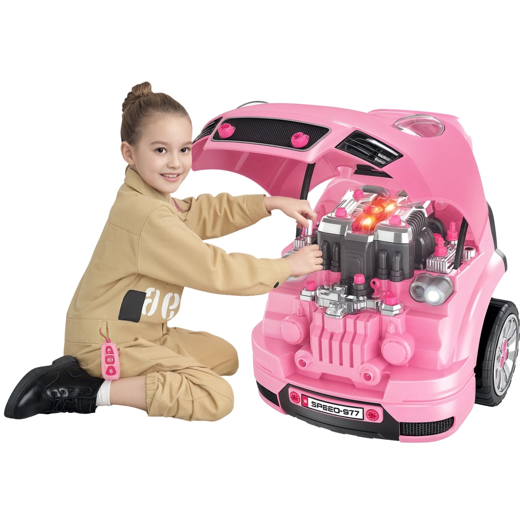 Set di Giochi per Bambini con Strumenti 61 Pezzi Volante Clacson Fari e Ruote ¨C Minimal ¨C 40x39x47 cm Rosa