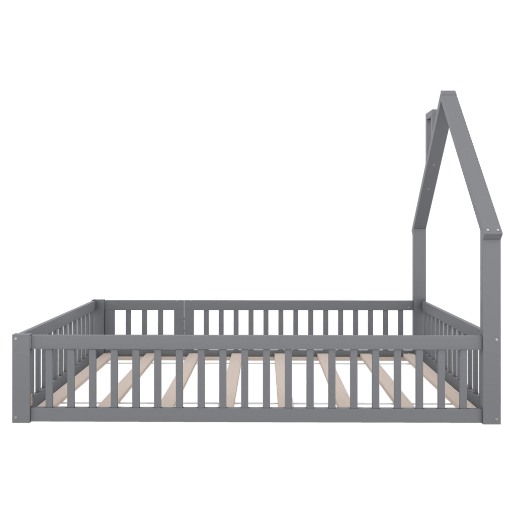 LETTO per bambini 140x200 cm con rete di sicurezza e rete a doghe grigio
