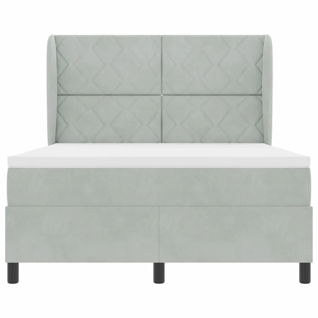 Letto a molle con materasso Grigio chiaro 200 x 140 cm Velluto 3340982