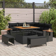Set Divano da Giardino con cuscino 8 pcs Nero