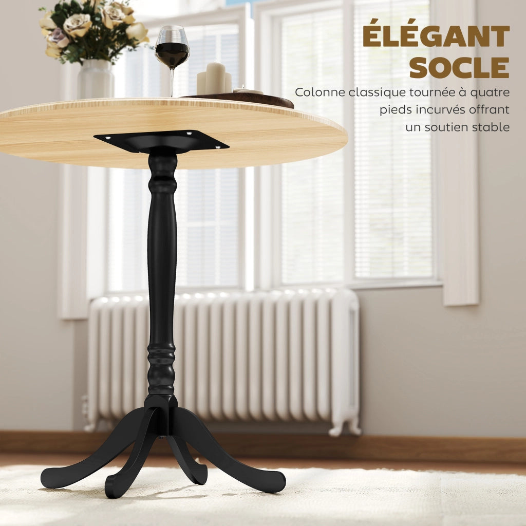 Tavolo da pranzo rotondo 4 persone ? 80 cm ¨C Xylo ¨C legno naturale e nero, gambe in acciaio