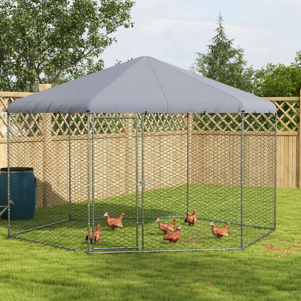 Recinto per Galline con Tetto ¨C zephmum ¨C Acciaio 4x3.5x2.6m