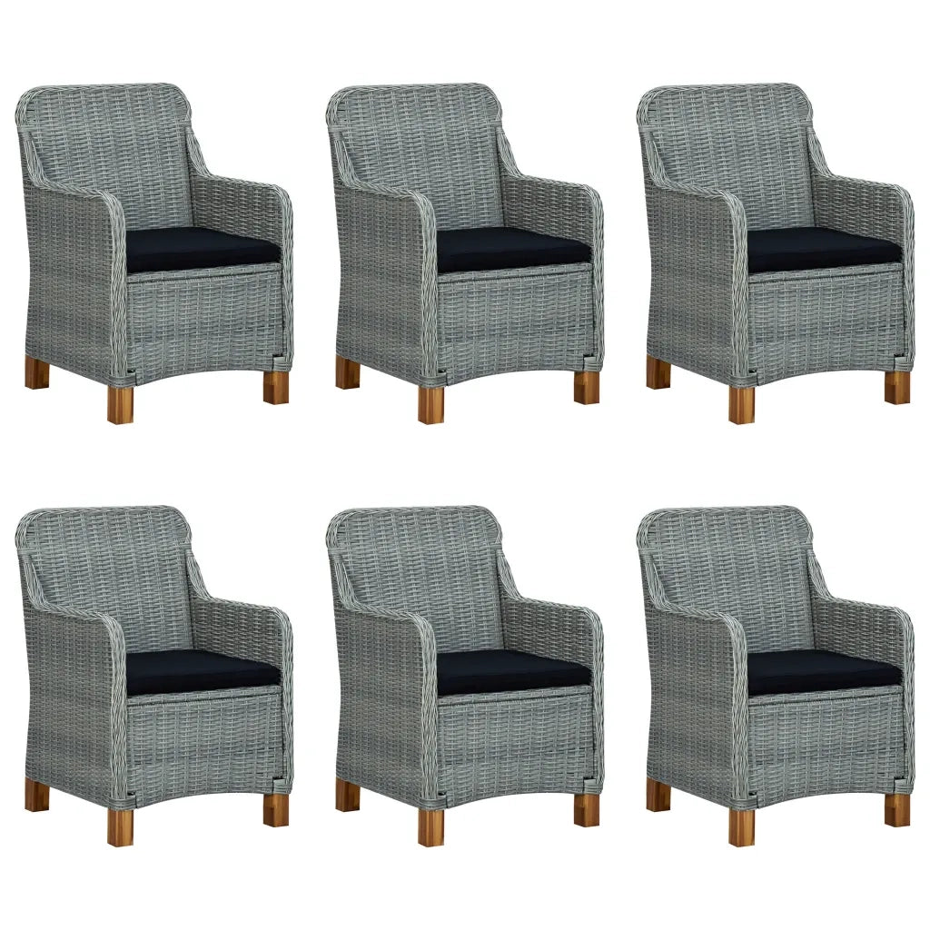 Set Pranzo da Giardino 7pz con Cuscini Polyrattan Grigio Chiaro 3060171