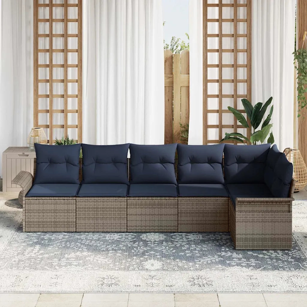 Set Divano da Giardino 6 pcs Grigio polyrattan 3354054