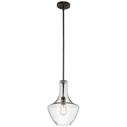 Sospensione Contemporanea Everly Acciaio Bronzo Antico Vetro 1 Luce E27