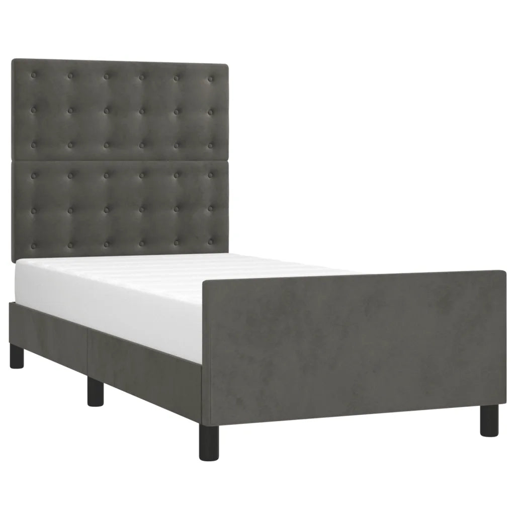 Letto singolo | Letto per adulti | Giroletto senza Materasso Grigio Scuro 80x200 cm Velluto