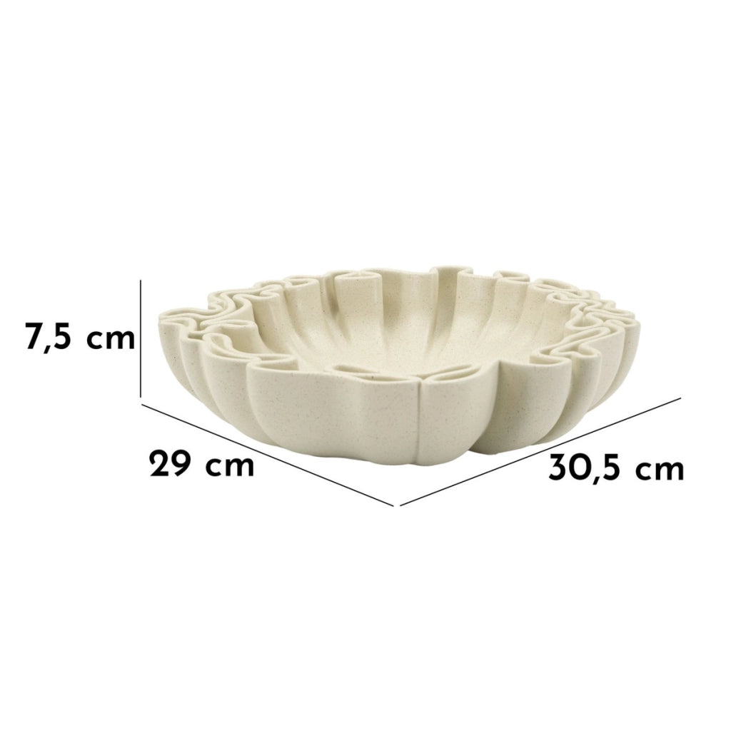 Vassoio decorativo Stons piccolo in poliresina color crema