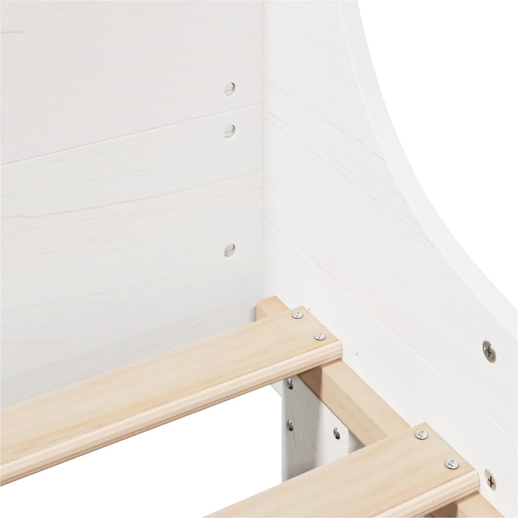 Letto singolo | Letto per adulti | Giroletto senza Materasso Bianco 100x200 cm Legno Massello Pino