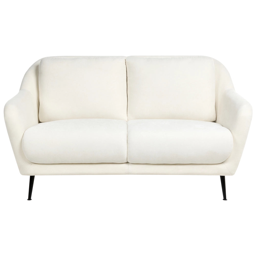 Set di divani a 3 posti tessuto di ciniglia bianco Gambe nere in ferro con braccioli Seduta spessa Stile moderno Soggiorno