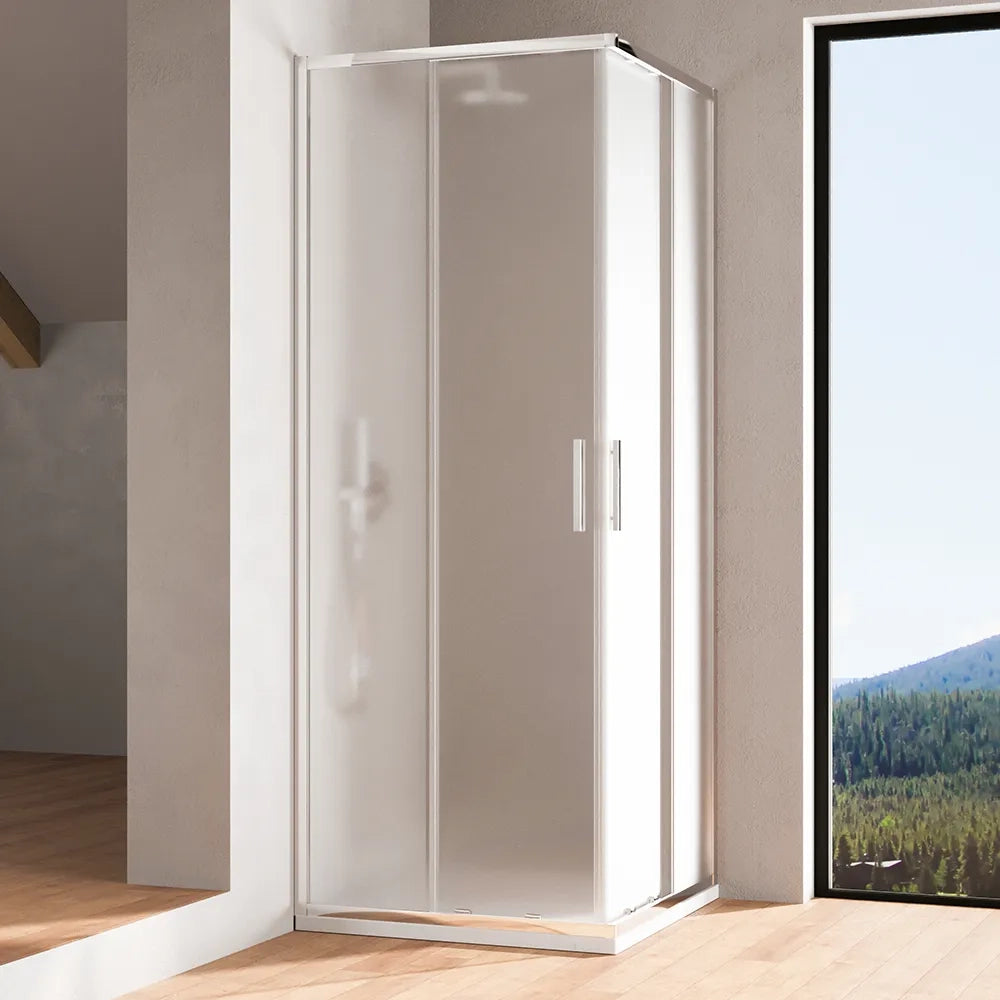 Box doccia angolare 80x80cm con profili cromati slim vetro 6mm opaco h190 | Portofino