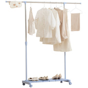 Appendiabiti Estensibile con Ruote e Ripiano per Scarpe ¨C Zephmum ¨C 159x42x168 cm Blu e Argento