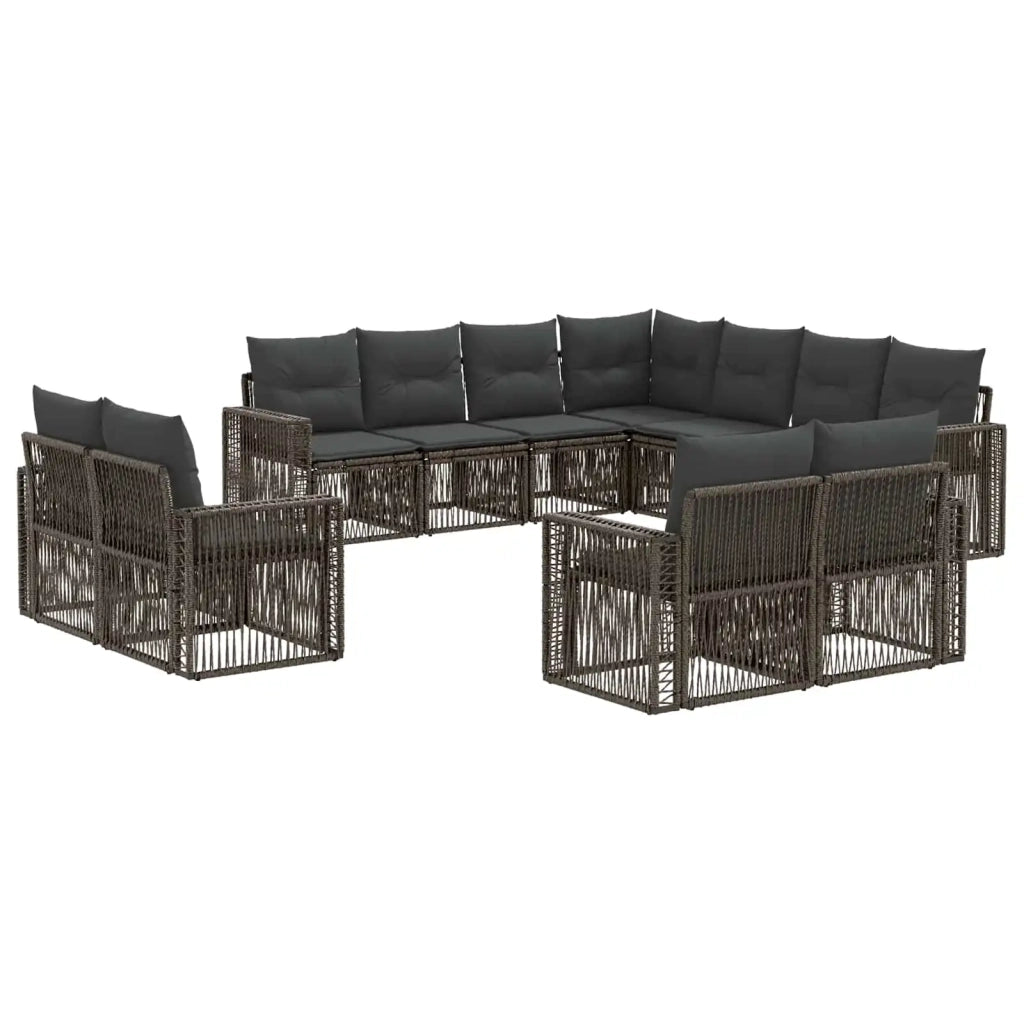 Set Divano da Giardino 11 pz Grigio e Grigio Scuro polyrattan 3435293