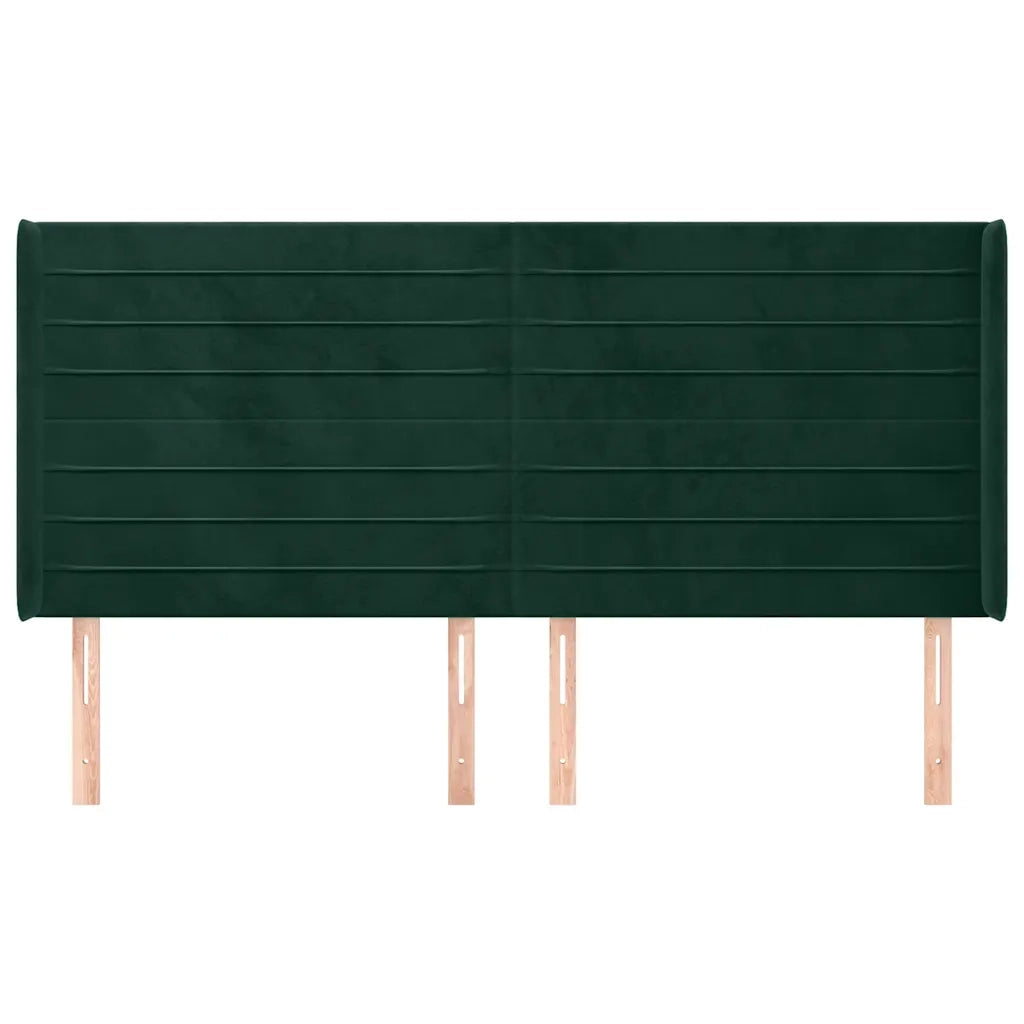 Testiera | Testata ad Orecchio Verde Scuro 163x16x118/128 cm in Velluto