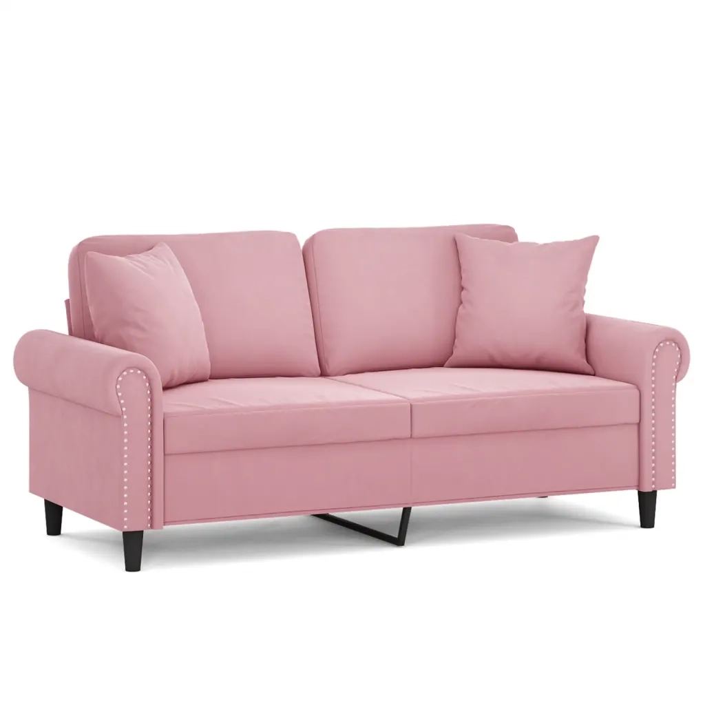 Divano a 2 Posti con Cuscini-Sofa 2 Posti con Cuscini Rosa 140 cm in Velluto 259718