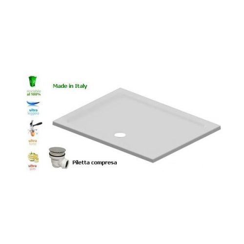 Piatto doccia flat in resina alto 3cm (rettangolare) - Misura: 76 x 120 x 3h