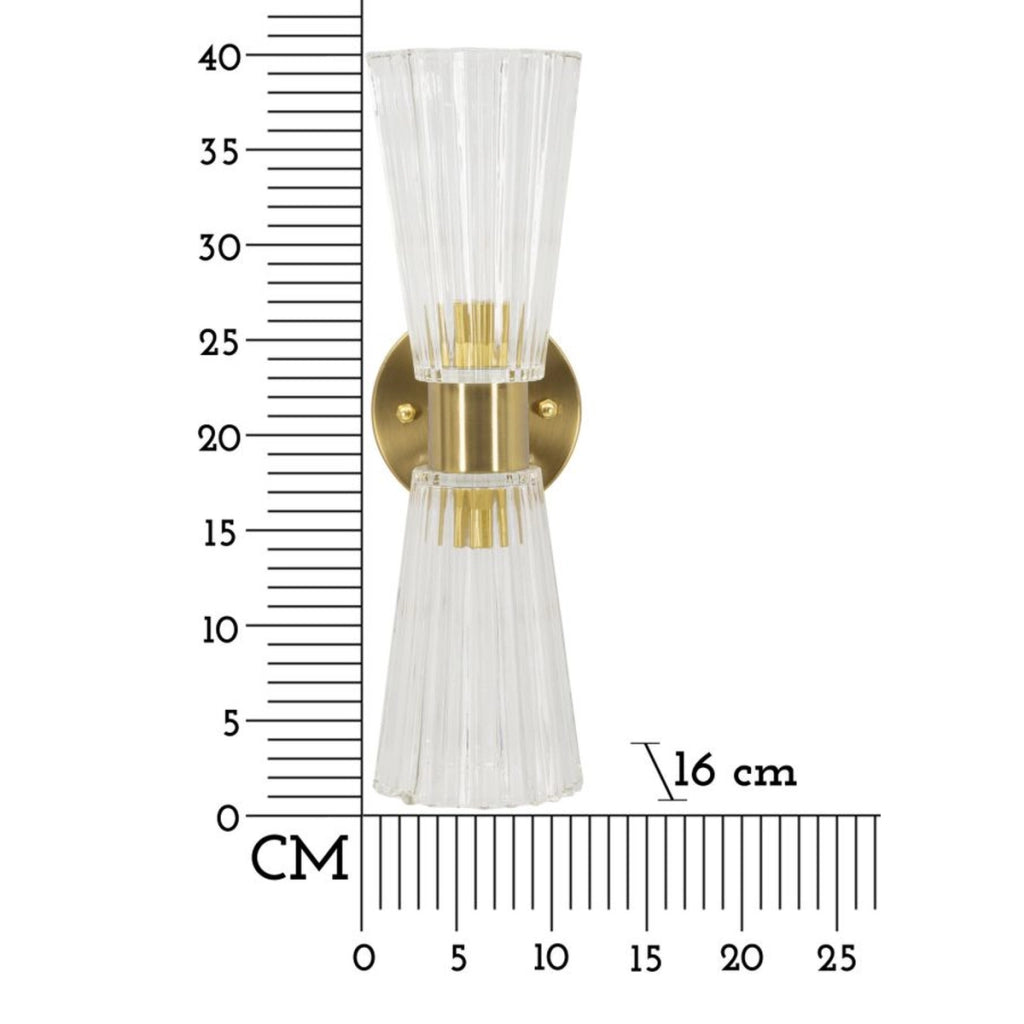 Lampada a Parete VKH908, Oro, Vetro, 11x16x40 cm