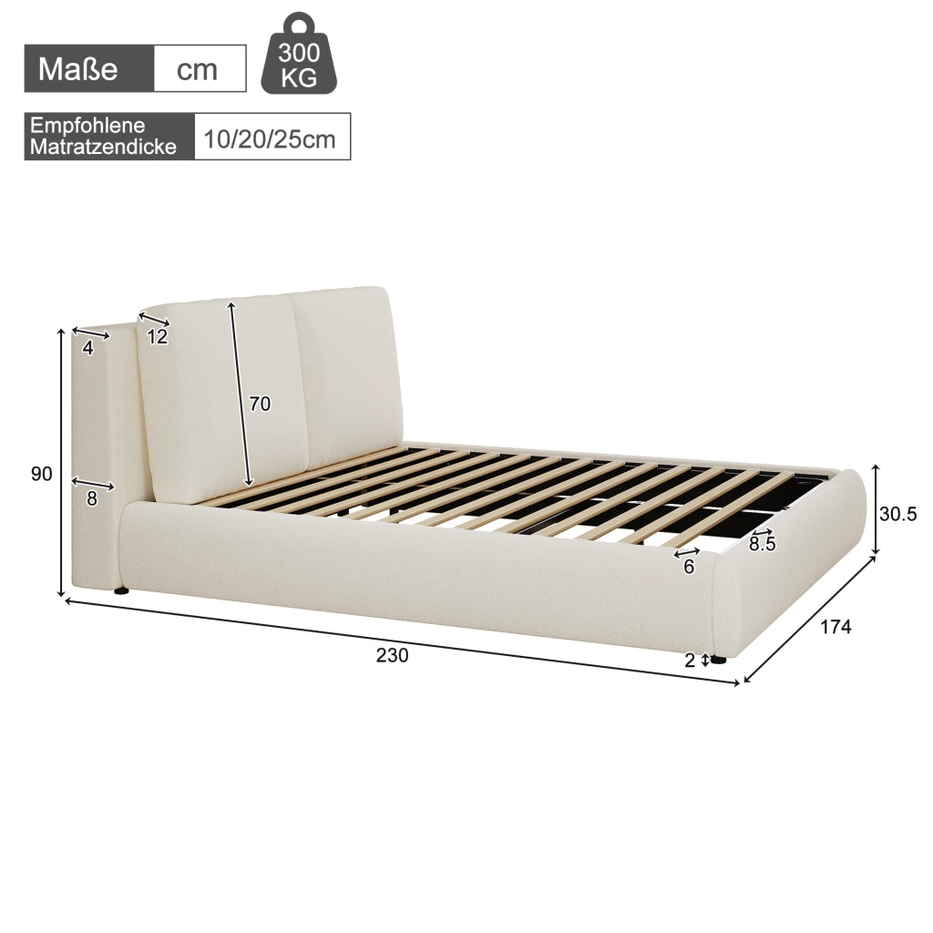 Letto contenitore matrimoniale 160×200 cm con ampio spazio contenitivo; testiera inclinata; senza materasso