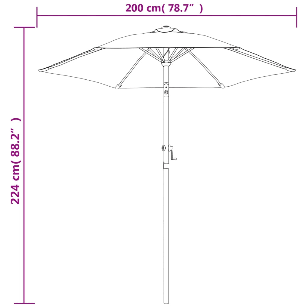 Ombrello | Parasolne Blu 200x224 cm in Alluminio