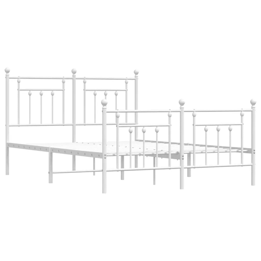 Letto matrimoniale | Letto per adulti | Giroletto con Testiera e Pediera Metallo Bianco 140x190 cm