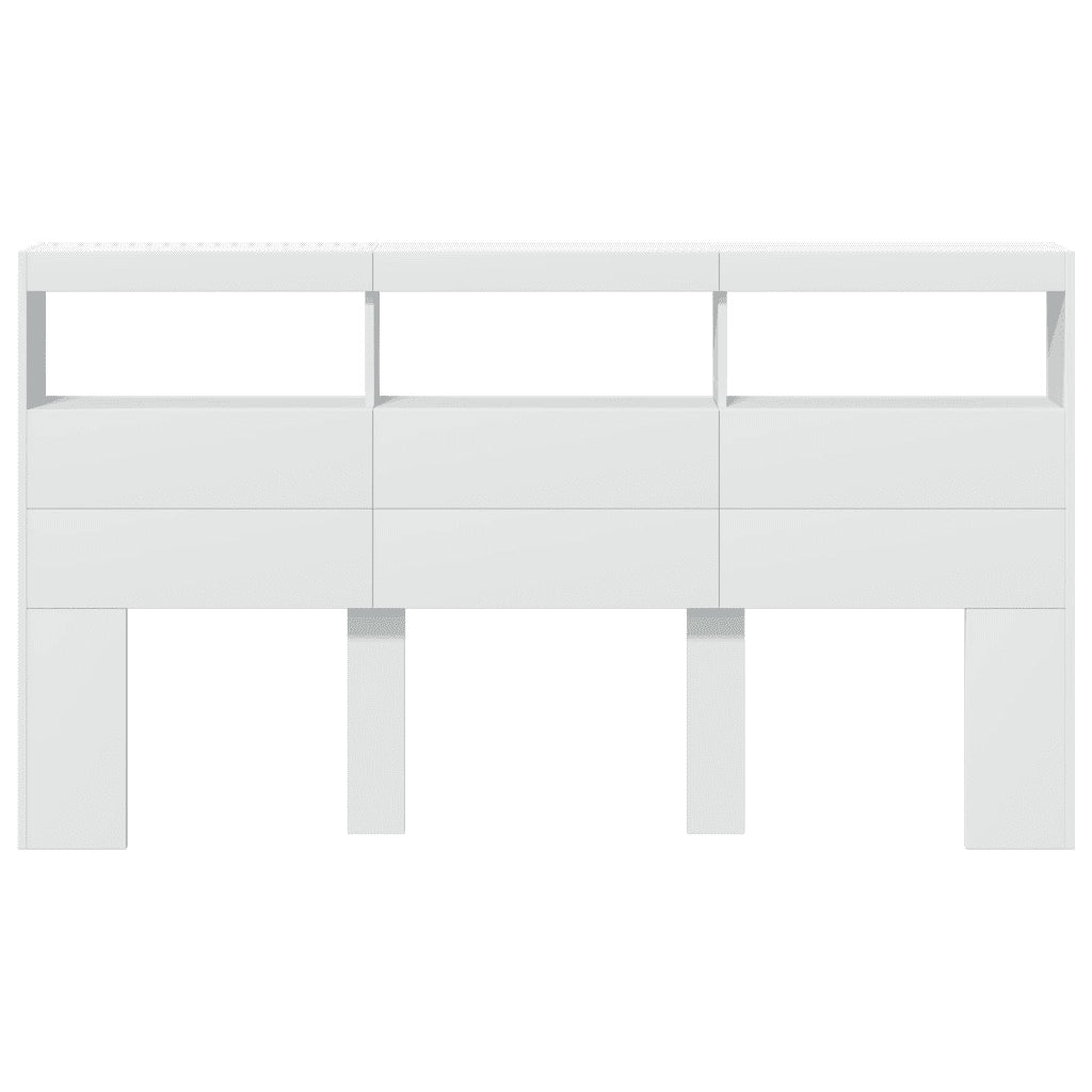 Testiera | Testata con Contenitore a LED Bianca 180x17x102 cm