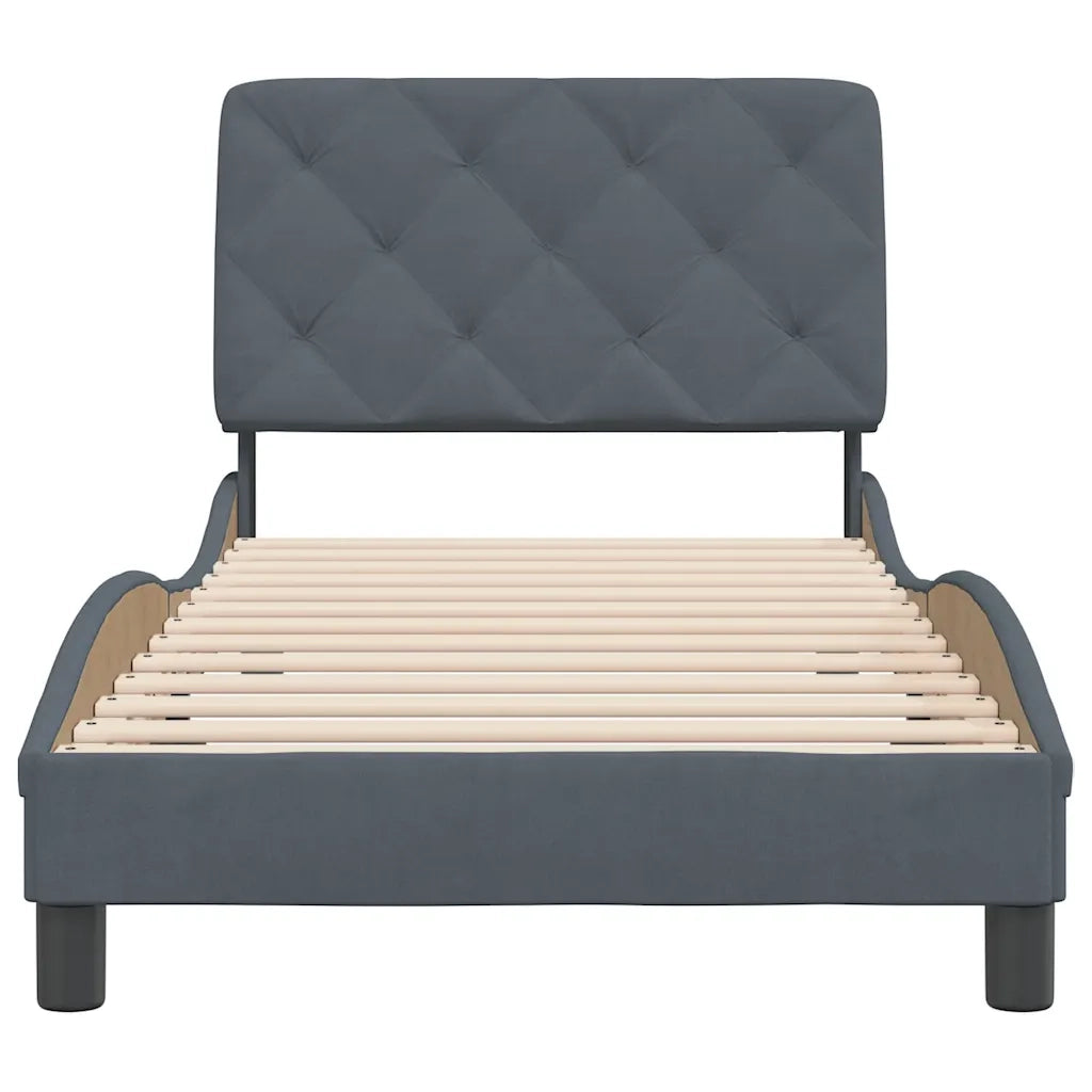 Letto singolo | Letto per adulti | Giroletto senza Materasso Grigio Scuro 90x200 cm Velluto