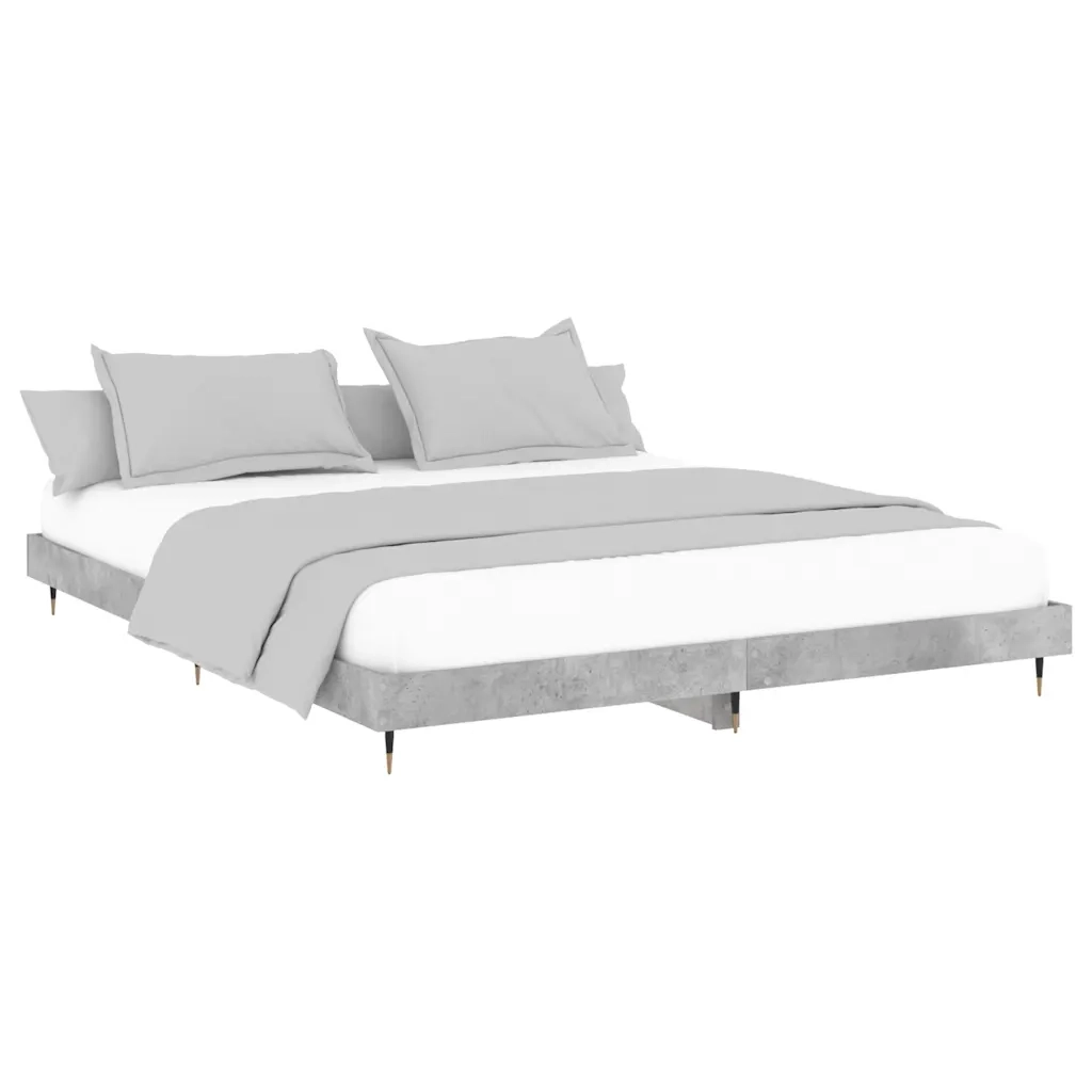 Letto matrimoniale | Letto per adulti | Giroletto Grigio Cemento 120x200 cm in Legno Multistrato