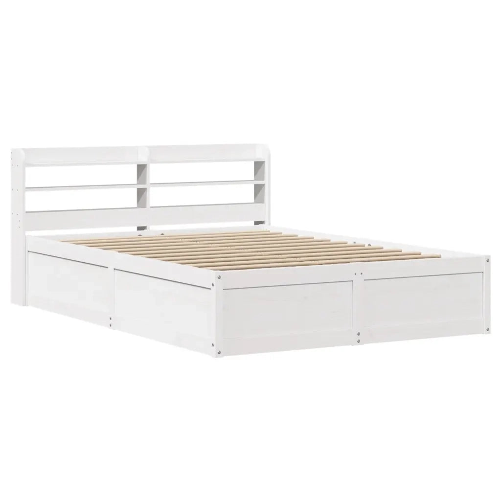 Giroletto con Testiera Bianco 135x190 cm Legno Massello di Pino