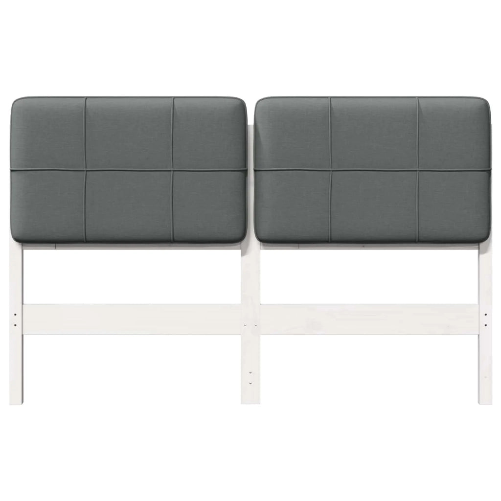 Testiera | Testata imbottita Bianco e grigio chiaro 150 cm Pino massello