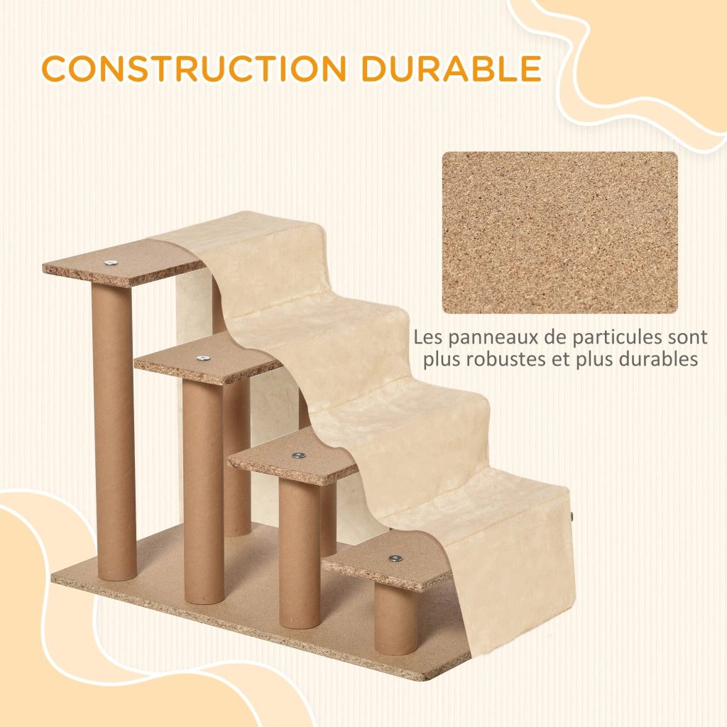 Scala per Cani e Gatti 4 Gradini ¨C Xylo ¨C Antiscivolo Beige 60x35x44cm