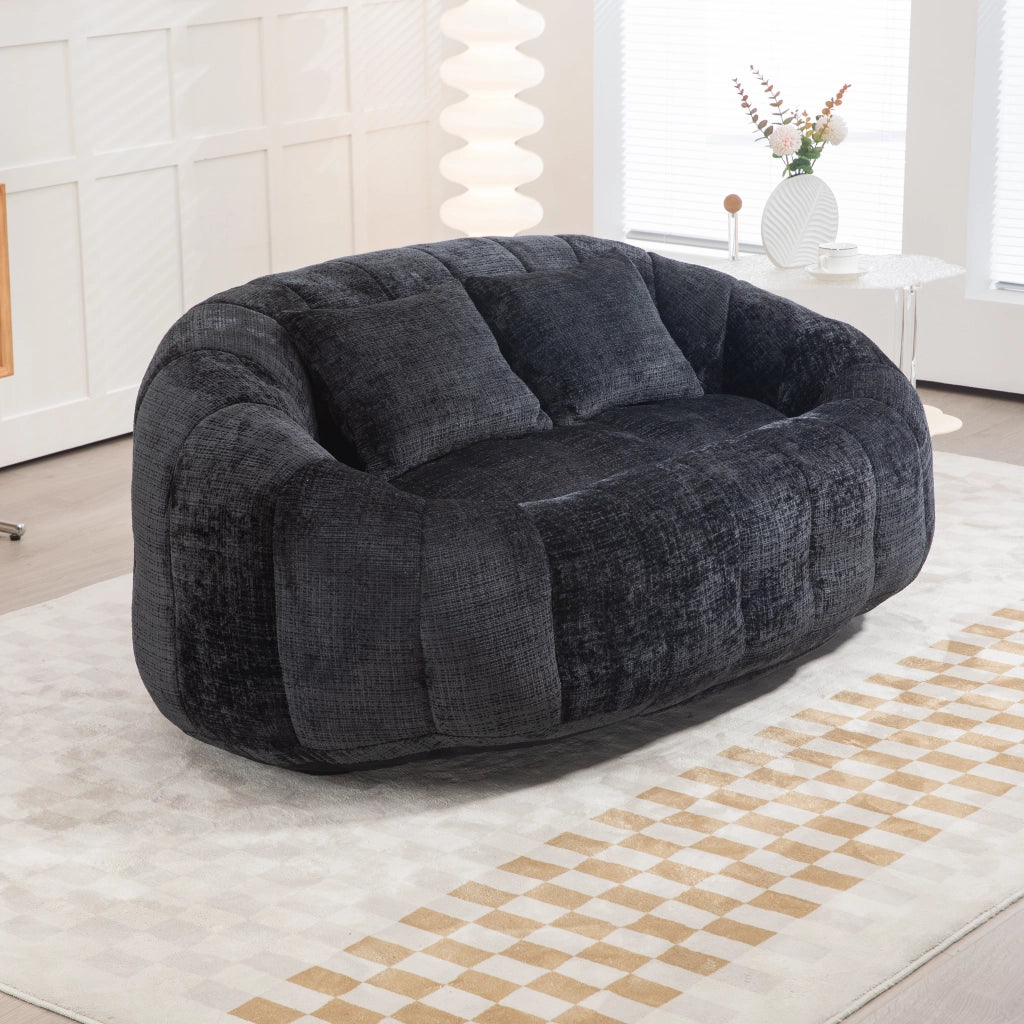 DIVANO SACCO 150x95x63 cm Chenille Nero 2 posti