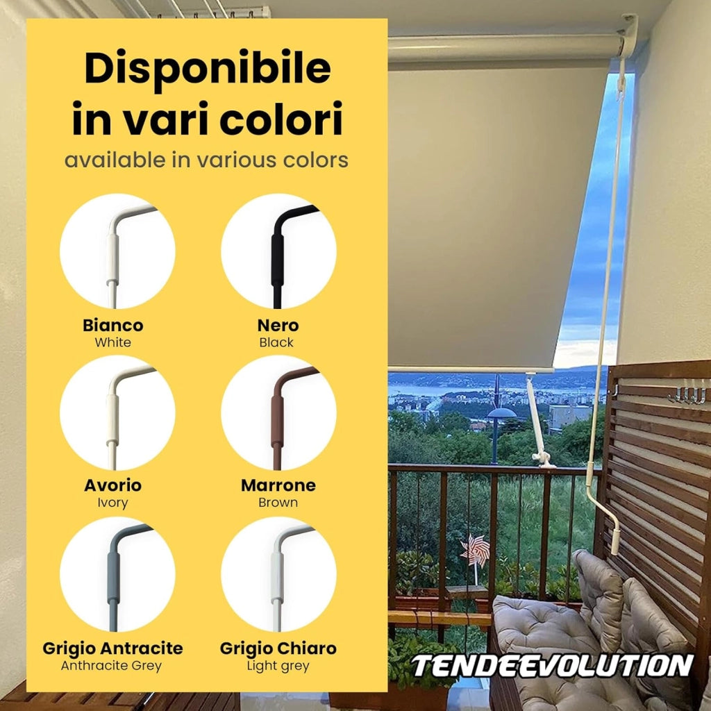 Asta Di Manovra Per Tenda Da Sole Varie Misure, Bastone Universale Per Tende (ANTRACITE 2,2 METRI)