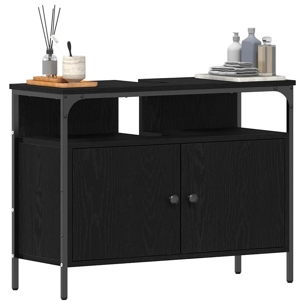 Armadio per Lavabo da Bagno Rovere nero 80 x 30 x 60 cm 862237