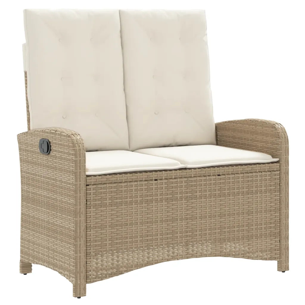 Panca Reclinabile da Giardino con Cuscini-Sgabello-Sedia da esterno Beige in Polyrattan 872613