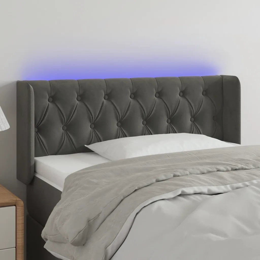 Testiera a LED-Testata con LED Grigio Scuro 93x16x78/88 cm in Velluto 337709