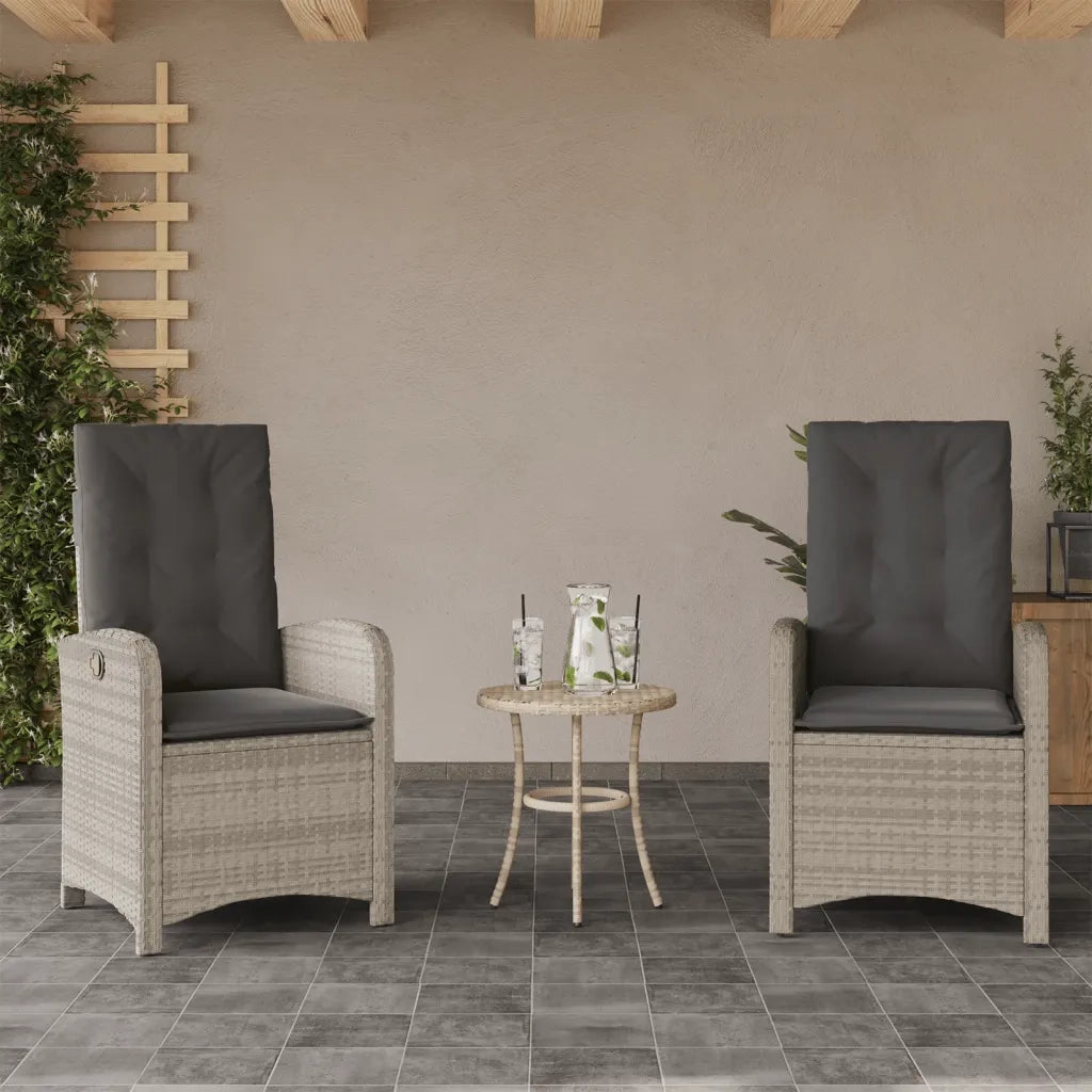 Sedie Reclinabili Giardino 2 pz | Sedie da Esterno Cuscini Grigio Chiaro Polyrattan