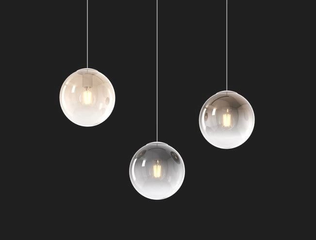 SOSP. CROMO 3 LUCI TONDO VETRI PICCOLI (1 AMBRA+1 BRONZO+1 FUME') 1194CR-S3 TP-MC