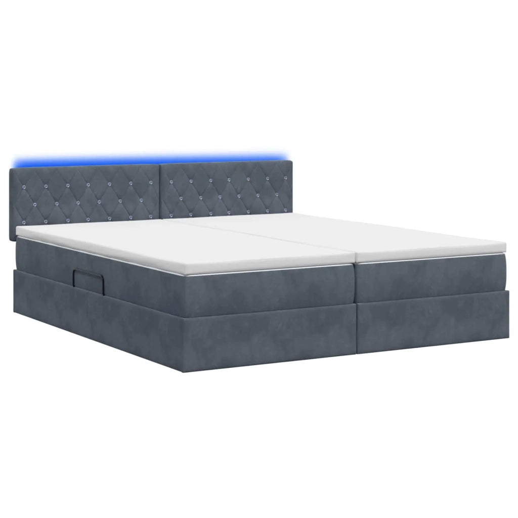 Letto con contenitore LED e materasso Grigio Scuro 200 x 200 cm 3459379