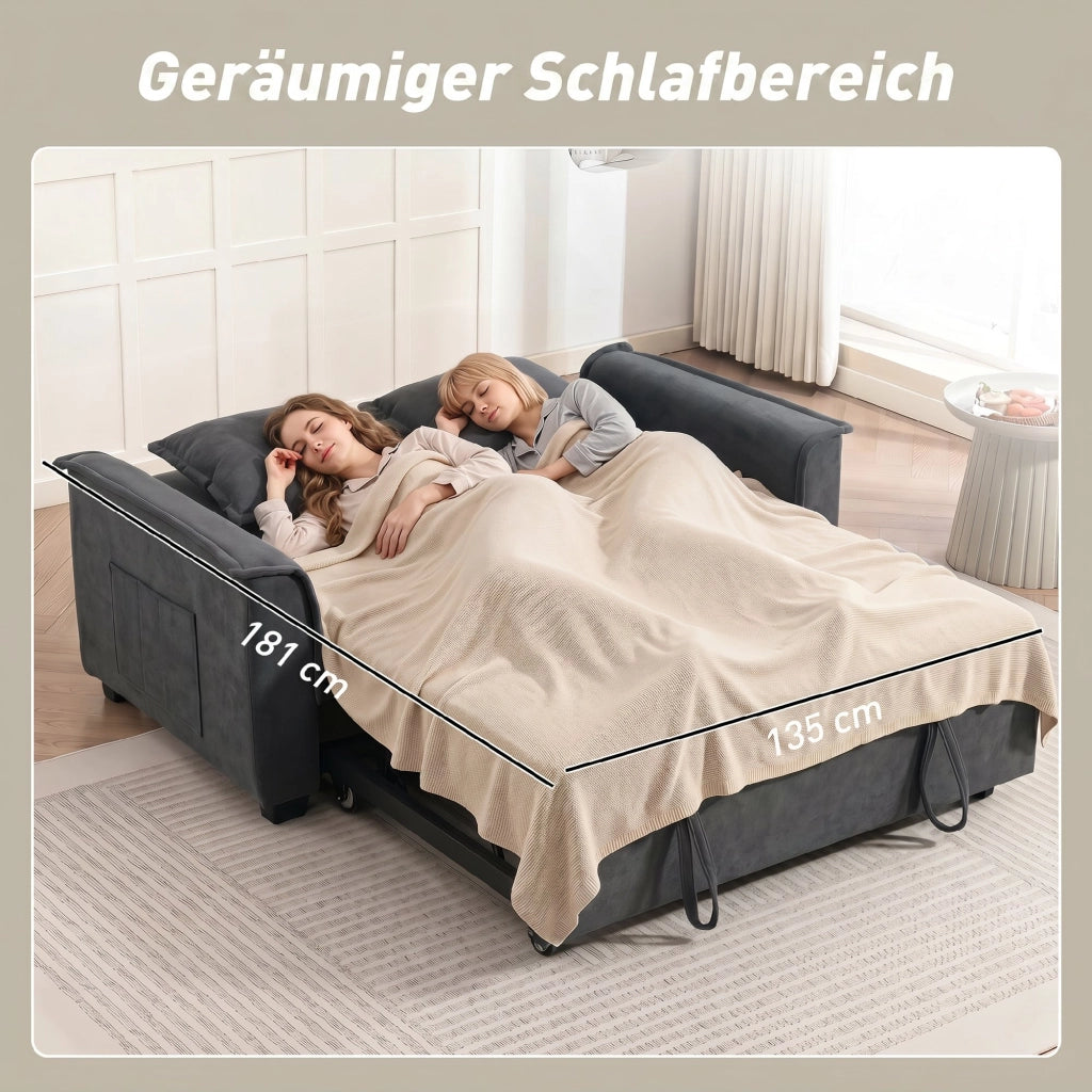 Divano letto 2 posti con schienale regolabile e cuscini ¨C Minimal ¨C Grigio scuro