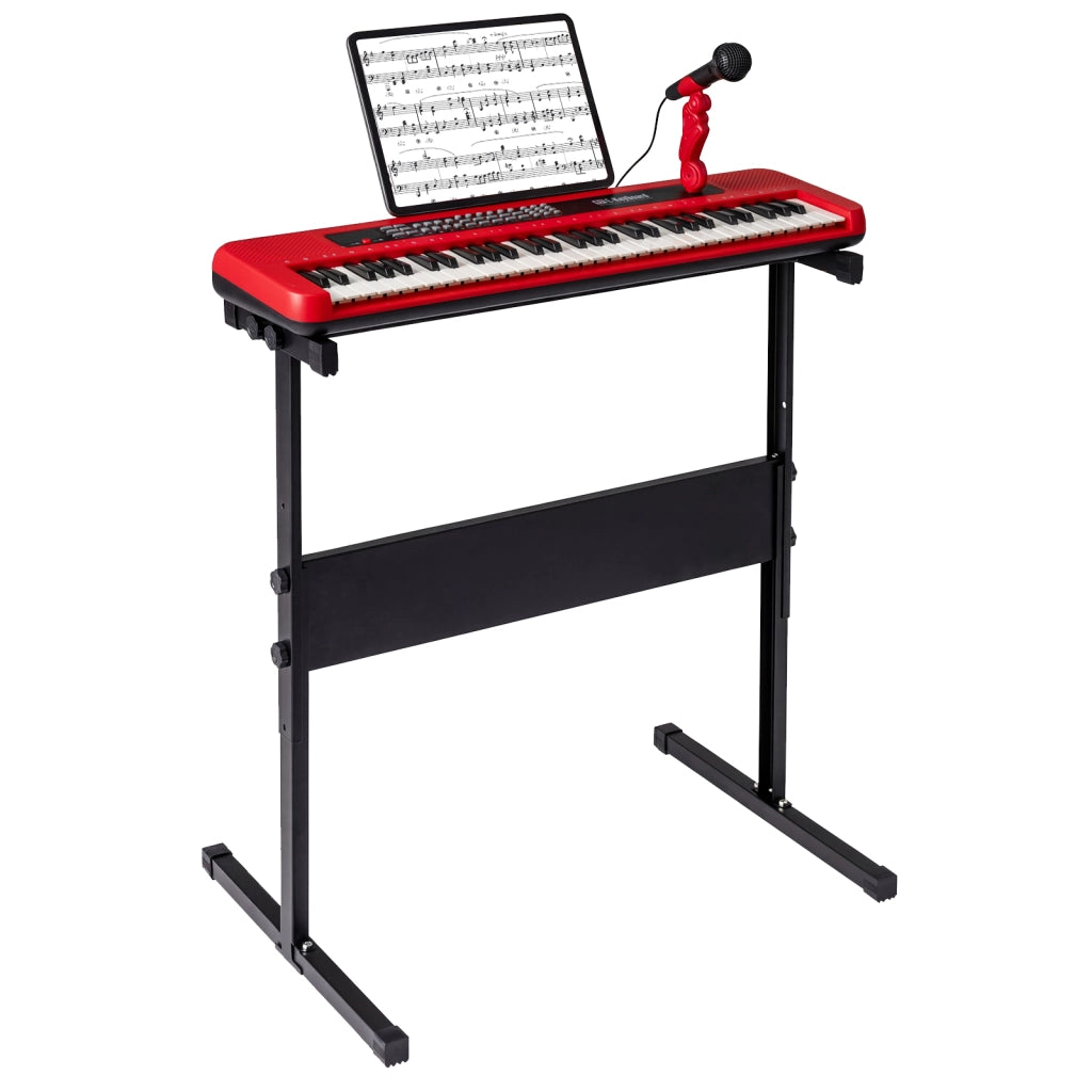 Tastiera pianoforte bambini 61 tasti supporto regolabile microfono-Tastiera leggio digitale educativo interno musicale bambini 3+ anni Rosso