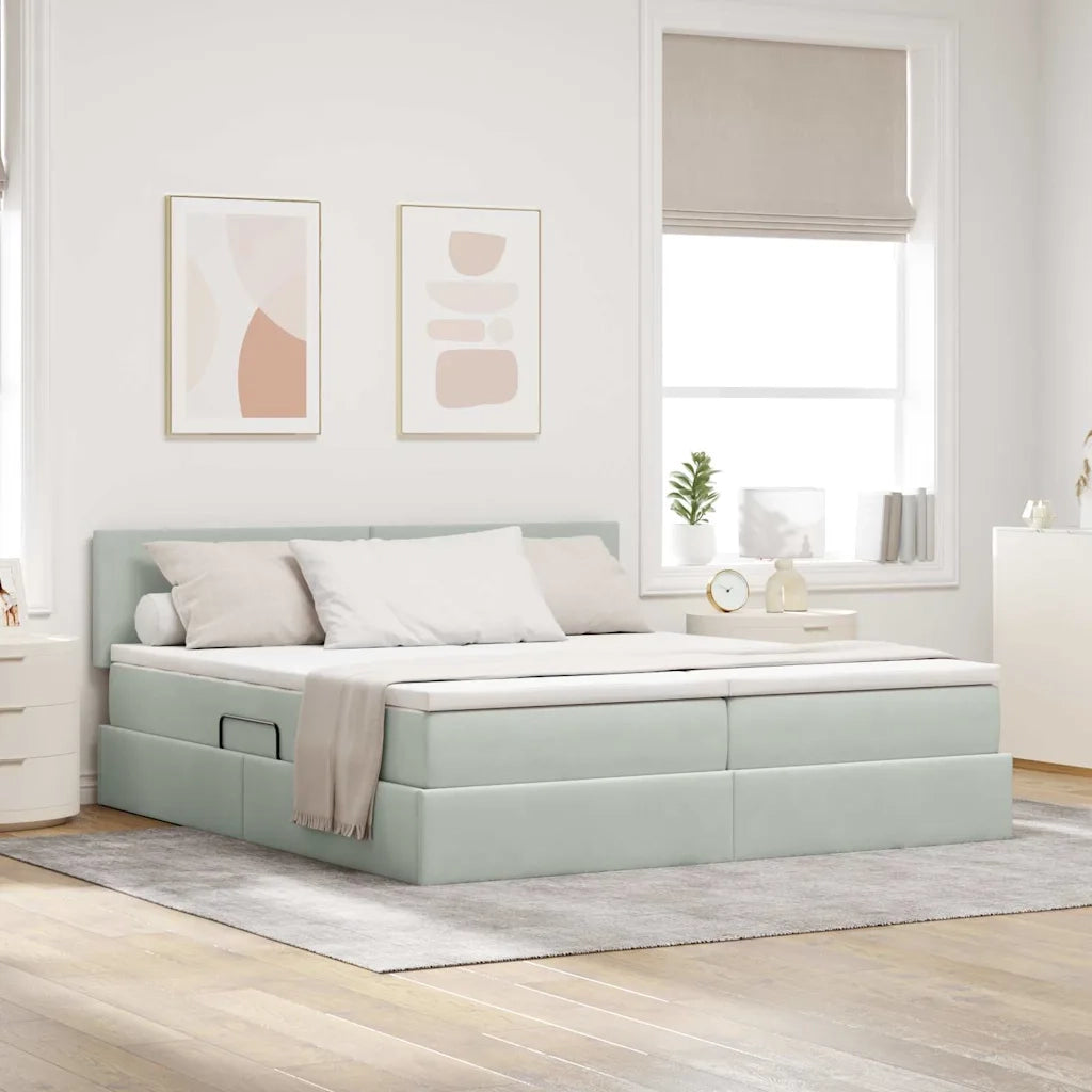 Letto con Contenitore con materasso Grigio chiaro 100 x 200 cm 3370967