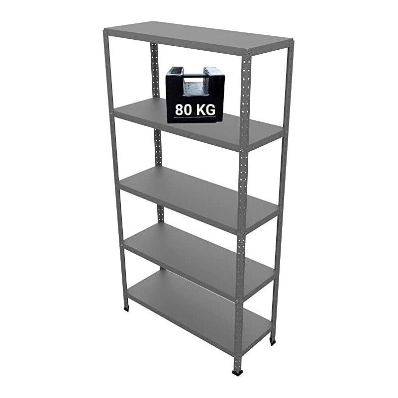 SCAFFALE IN METALLO GRIGIO ETTORE KIT BULLONI 100 X 40 X H 187 CM 5 RIPIANI