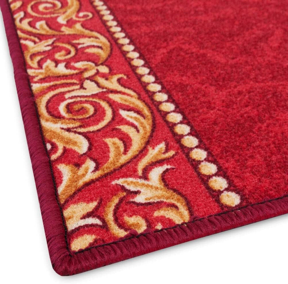 Passatoia Scala Bordata 67x100 cm Ingresso Corridoio Tappeto Cucina Gradini Stile Barocco Bordeaux