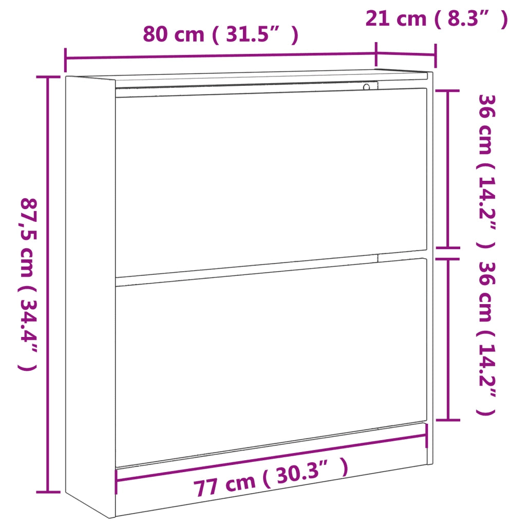 Scarpiera Rovere Sonoma 80x21x87,5 cm in Legno Multistrato 839919