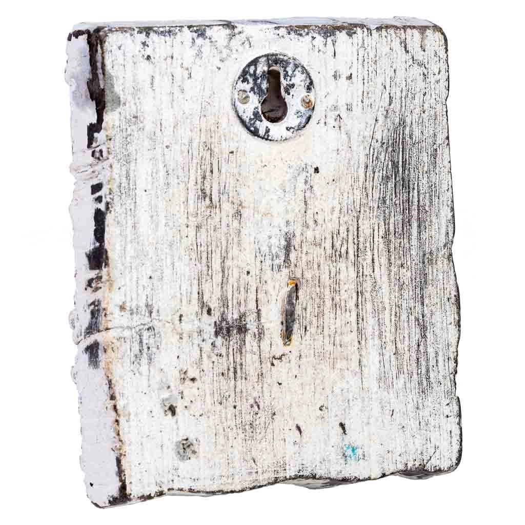 Appendino in legno intagliato con finitura marrone anticato artigianale 16x3x8h cm