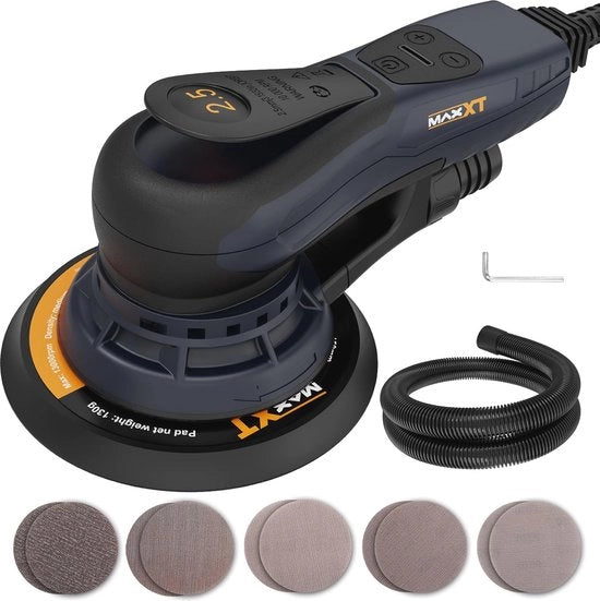 Macchina a nastro eccentrico 2,5 mm | Sander elettrico senza spazzola con regolazione della velocità e 10 dischi abrasivi